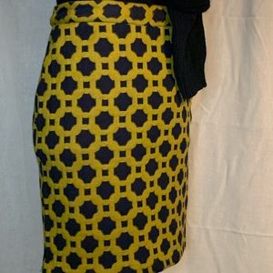 Anthropologie Charlie & Robin Navy blue and yellow skirt.